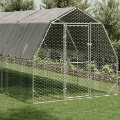 VIDAXL - Poulailler avec toit 2,5x8x2,25 m acier galvanisé