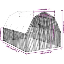 VIDAXL - Poulailler avec toit 2,5x4x2,25 m acier galvanisé