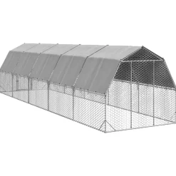 VIDAXL - Poulailler avec toit 2,5x10x2,25 m acier galvanisé