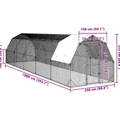 VIDAXL - Poulailler avec toit 2,5x10x2,25 m acier galvanisé