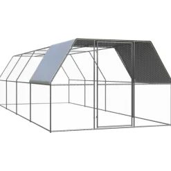 VIDAXL - Poulailler d extérieur 3x8x2 m acier galvanisé