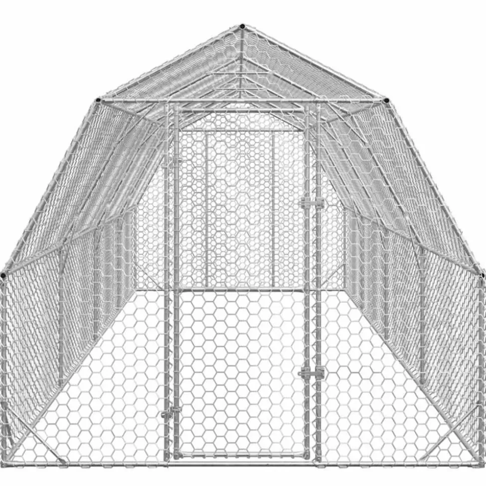 VIDAXL - Poulailler 2,5x8x2,25 m acier galvanisé