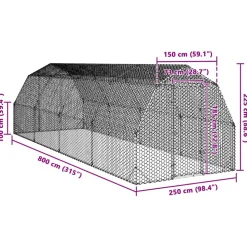 VIDAXL - Poulailler 2,5x8x2,25 m acier galvanisé