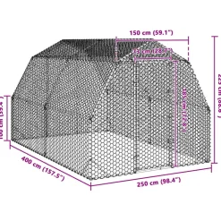 VIDAXL - Poulailler 2,5x4x2,25 m acier galvanisé