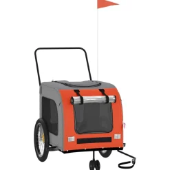 VIDAXL - Remorque de vélo pour animaux de compagnie orange et gris