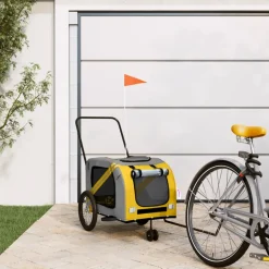 VIDAXL - Remorque de vélo pour animaux de compagnie jaune et gris