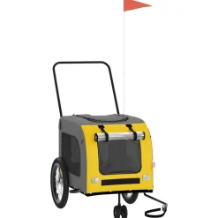 VIDAXL - Remorque de vélo pour animaux de compagnie jaune et gris