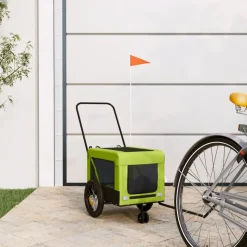 VIDAXL - Remorque de vélo pour animaux de compagnie vert et noir
