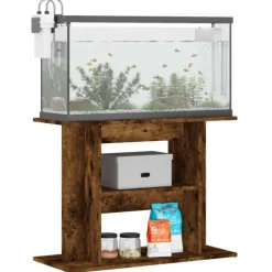 VIDAXL - Support pour aquarium chêne fumé 80x35x60 cm bois d ingénierie