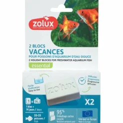 ZOLUX - Bloc vacances de nourriture pour poissons d'aquarium d'eau douce 2 blocs permett