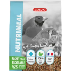 ZOLUX - Graines alimentation oiseaux exotique nutrimeal, 800g.